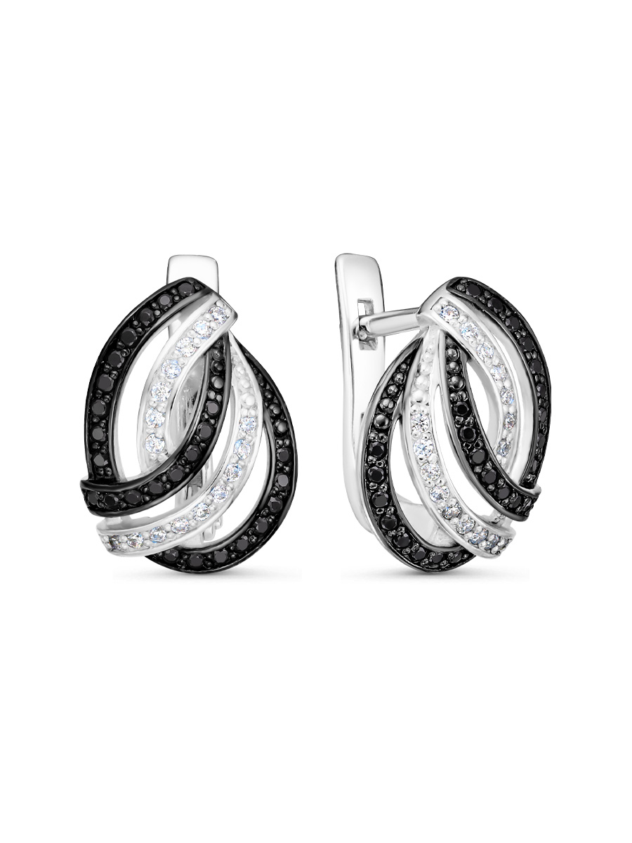 Серьги английский замок из серебра 925 с шпинелем, фианит