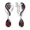 Серьги английский замок из серебра 925 с гранатом, шпинелем