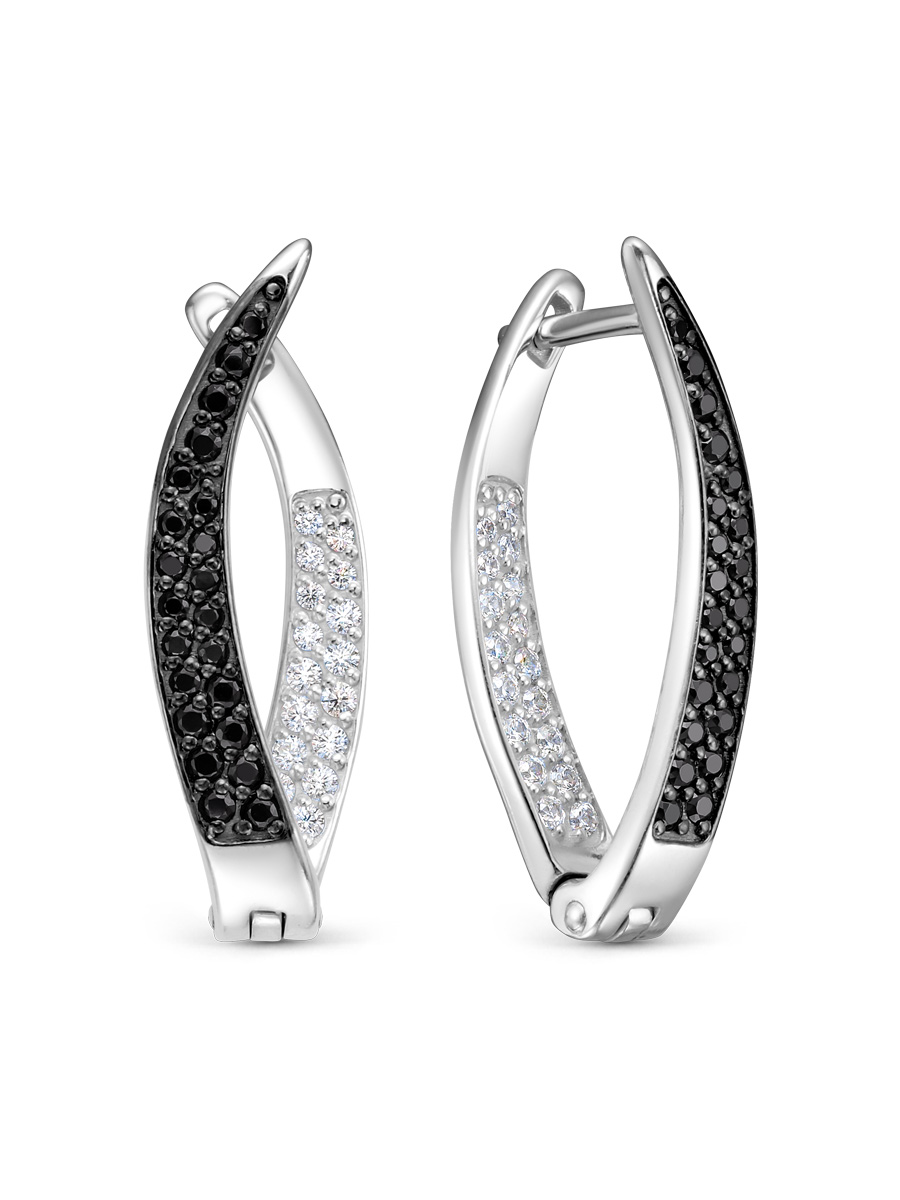 Серьги английский замок из серебра 925 с шпинелем, фианит
