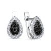 Серьги английский замок из серебра 925 с шпинелем, фианит