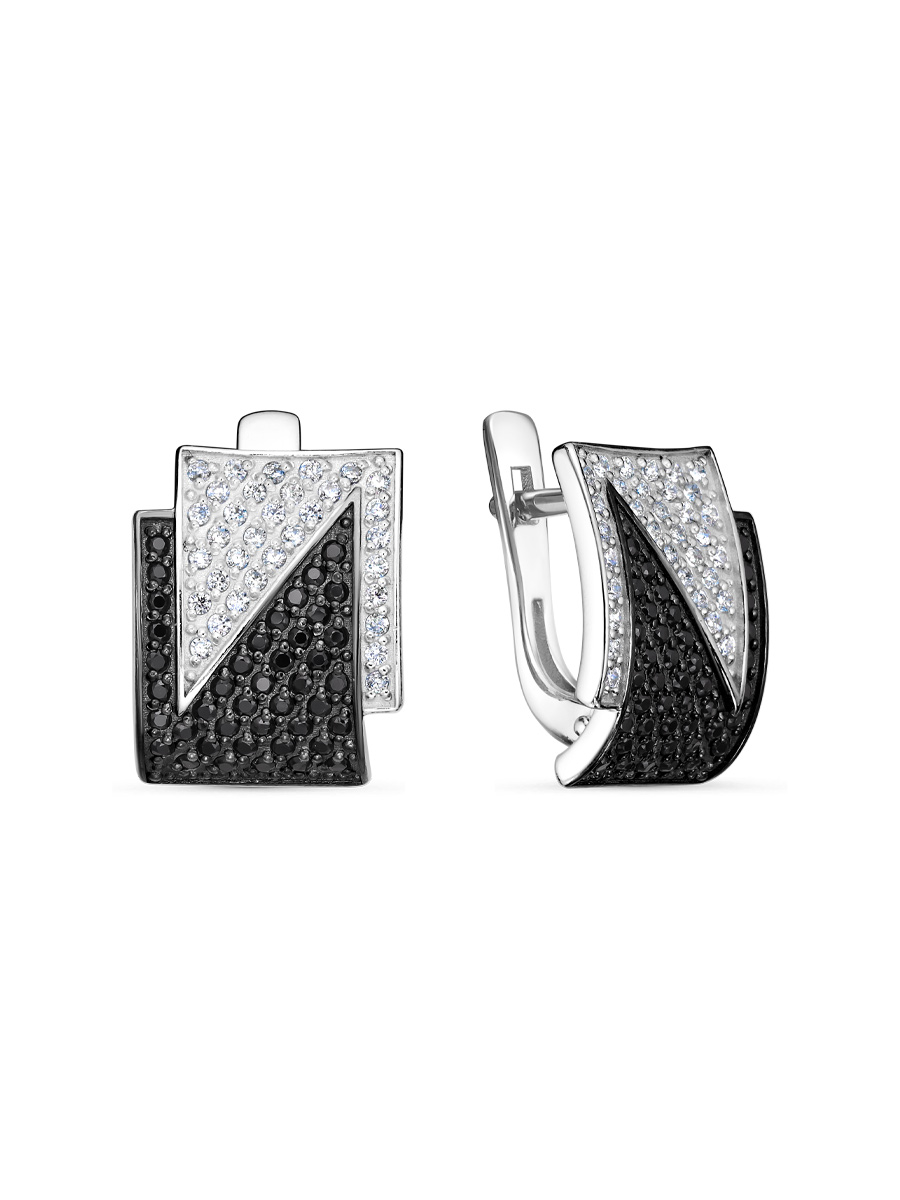 Серьги английский замок из серебра 925 с шпинелем, фианит