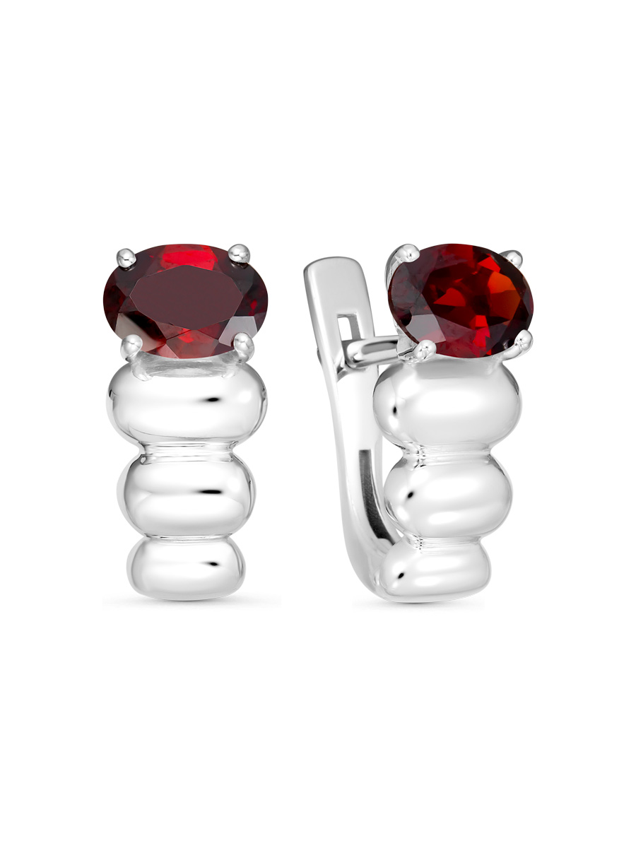 Серьги английский замок из серебра 925 с гранатом