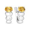 Серьги английский замок из серебра 925 с цитрином
