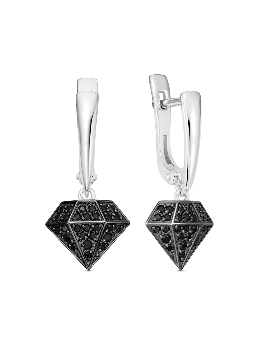 Серьги английский замок из серебра 925 со шпинелью