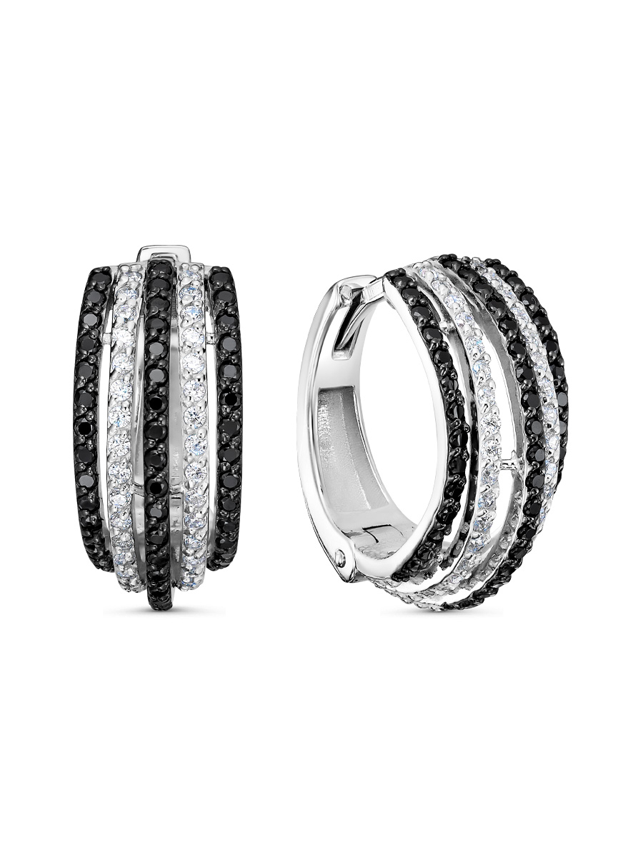 Серьги английский замок из серебра 925 с шпинелем, фианит