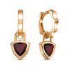 Серьги английский замок из серебра 925 с гранатом