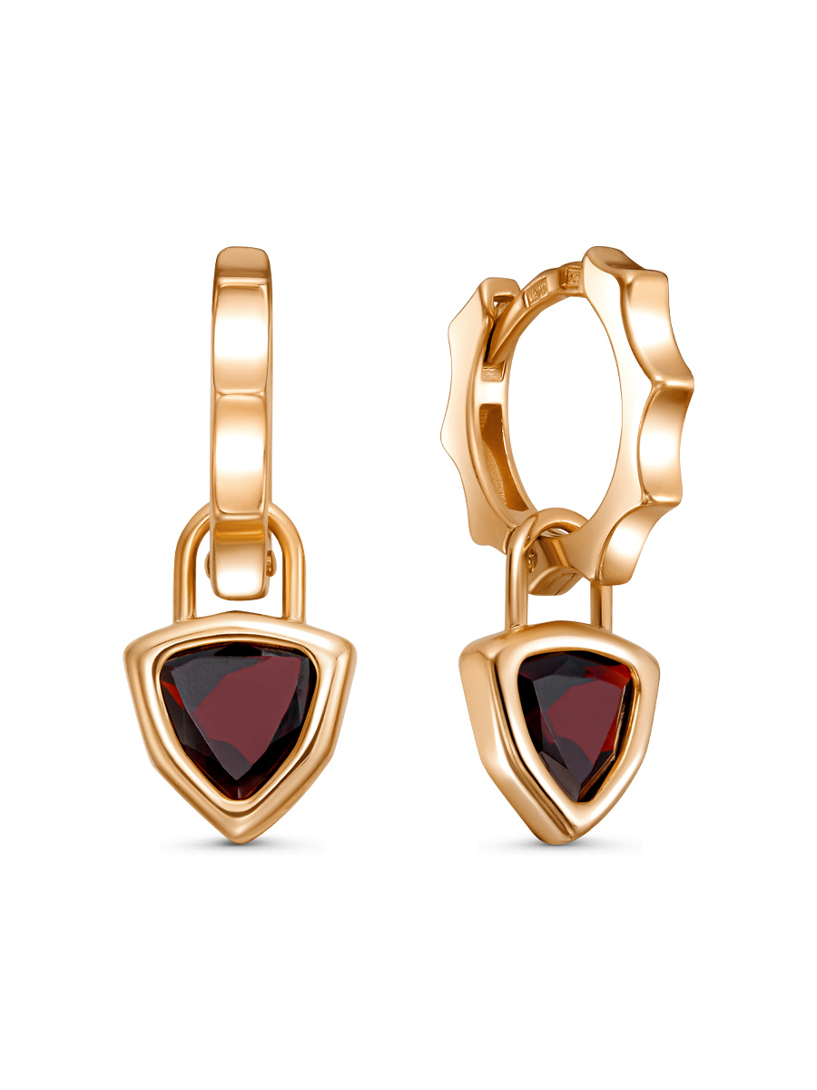 Серьги английский замок из серебра 925 с гранатом