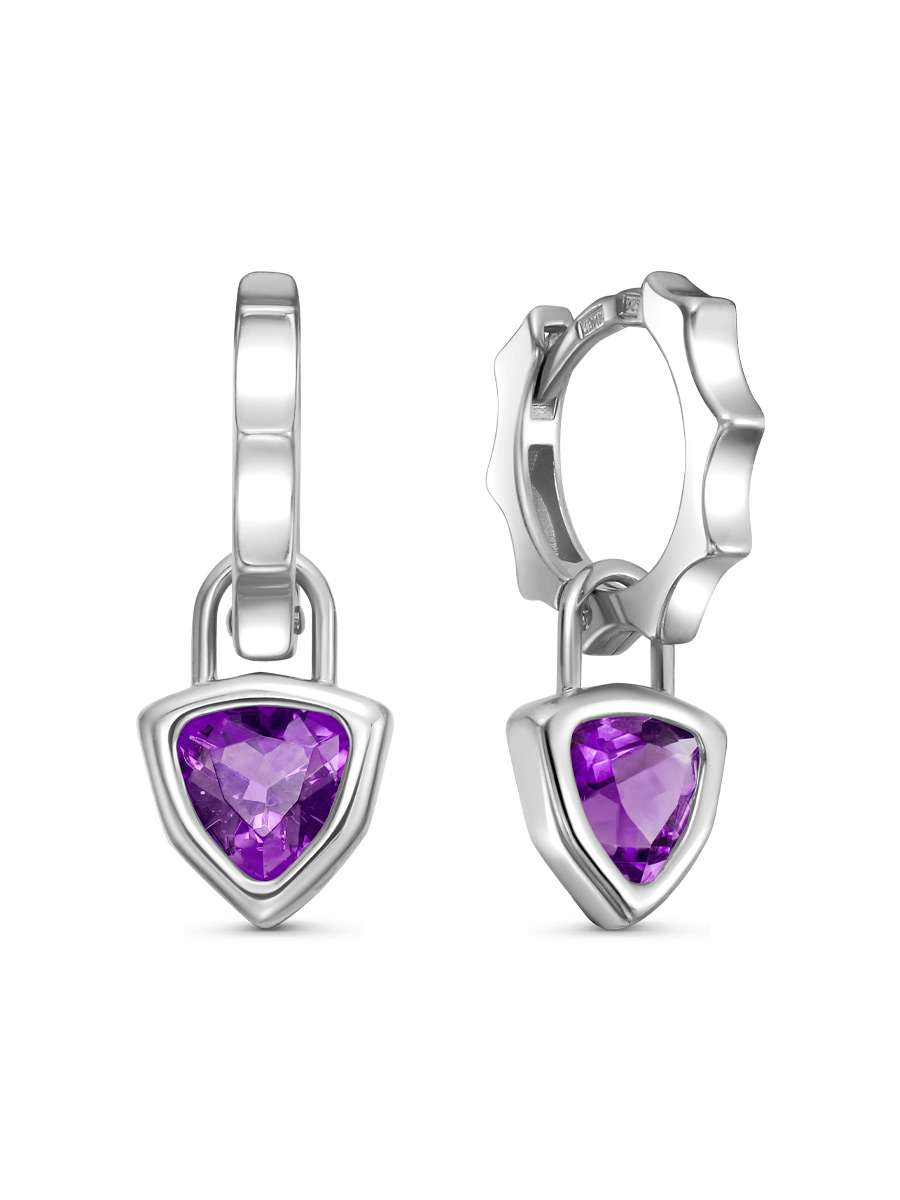 Серьги английский замок из серебра 925 с аметистом