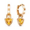 Серьги английский замок из серебра 925 с цитрином