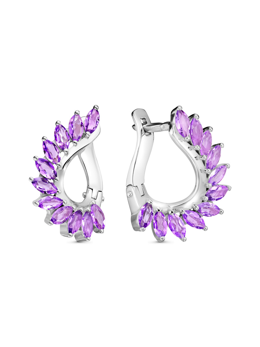 Серьги английский замок из серебра 925 с аметистом