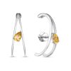 Серьги пусеты из серебра 925 с цитрином