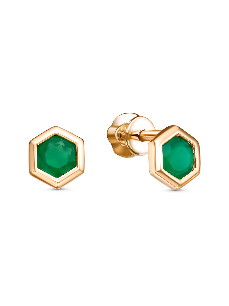 Серьги пусеты из серебра 925 с агатом