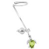 Серьга пусеты из серебра 925 с хризолитом, фианит
