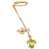 Серьга пусеты из серебра 925 с хризолитом, фианит