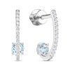 Серьги пусеты из серебра 925 с топазом, фианит