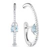 Серьги английский замок из серебра 925 с топазом, фианит