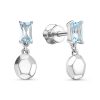 Серьги пусеты из серебра 925 с топазом