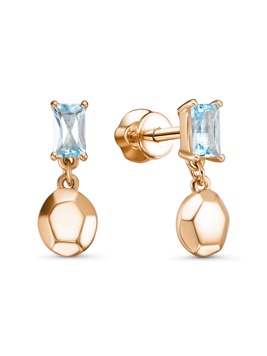 Серьги пусеты из серебра 925 с топазом