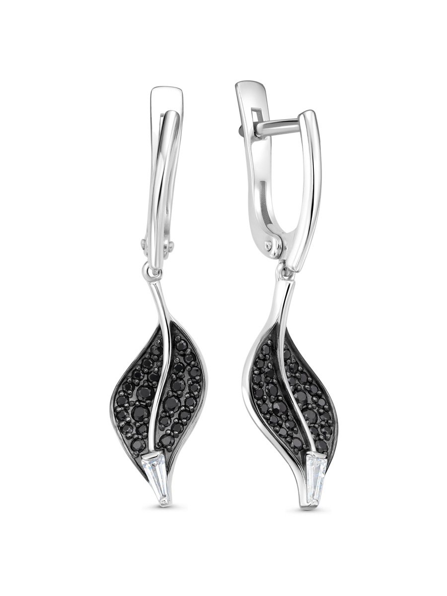 Серьги английский замок из серебра 925 с шпинелем, фианит