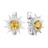 Серьги английский замок из серебра 925 с цитрином