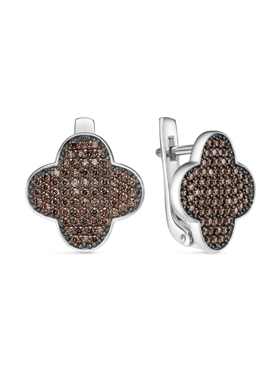 Серьги английский замок из серебра 925 с фианитом