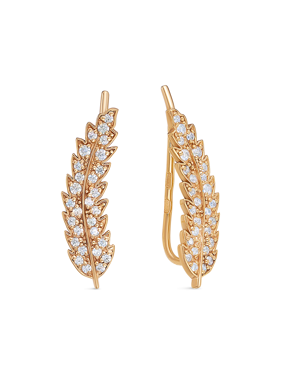Серьги каффы из серебра 925 с фианитом