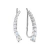 Серьги каффы из серебра 925 с фианитом