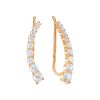 Серьги каффы из серебра 925 с фианитом
