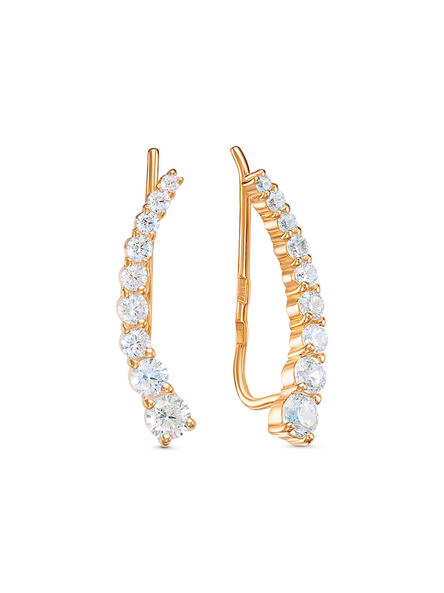 Серьги каффы из серебра 925 с фианитом