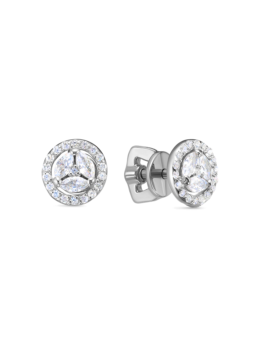 Серьги пусеты из серебра 925 с фианитом