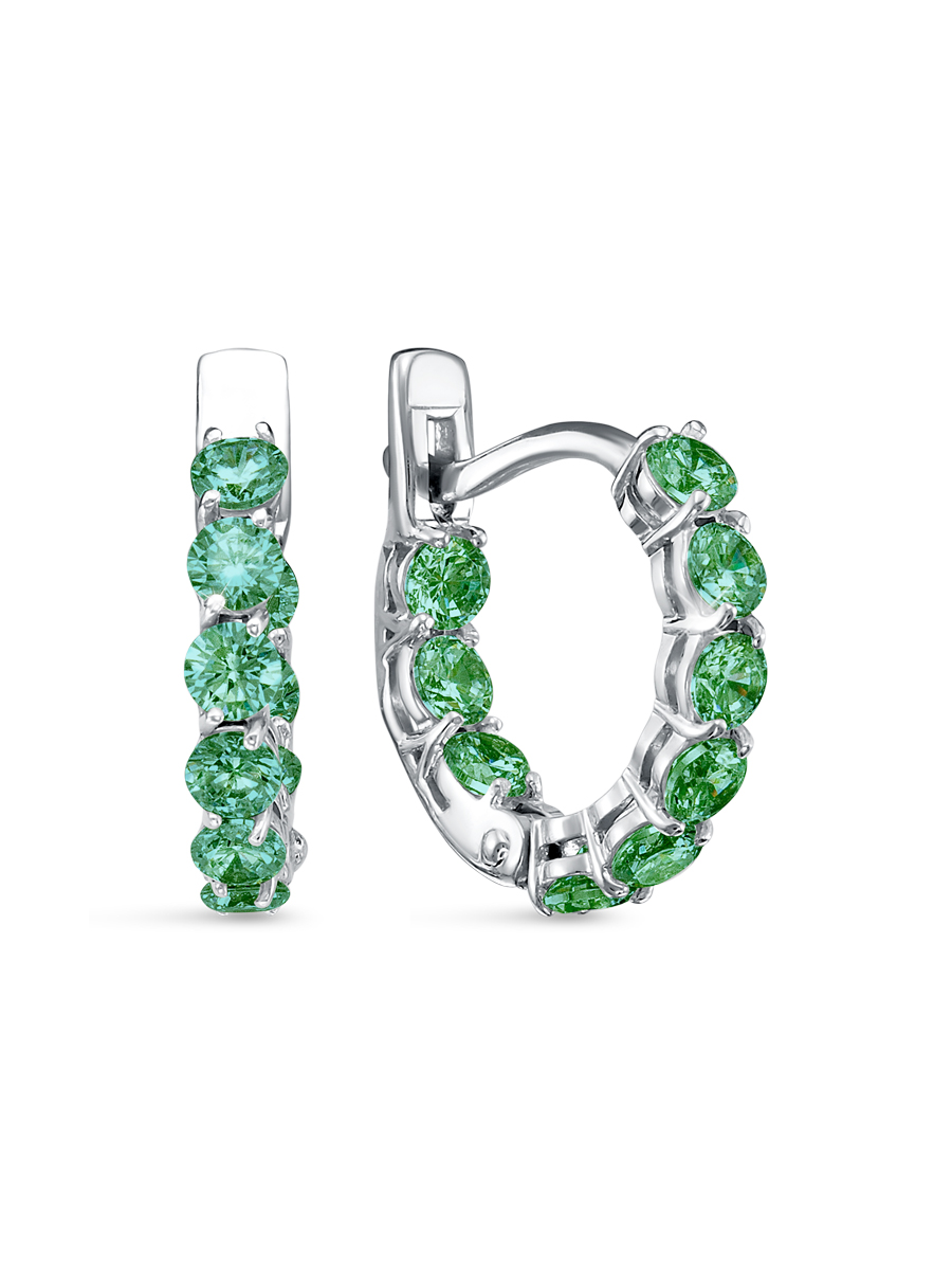 Серьги английский замок из серебра 925 с фианитом