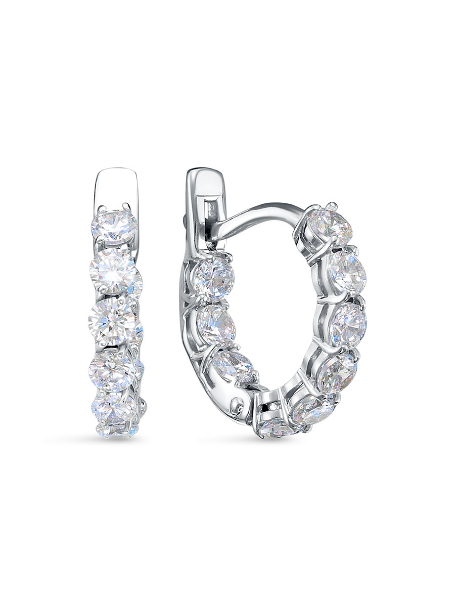 Серьги английский замок из серебра 925 с фианитом