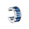 Серьга каффы из серебра 925 с нано сапфиром