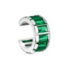 Серьга каффы из серебра 925 с нано изумрудом