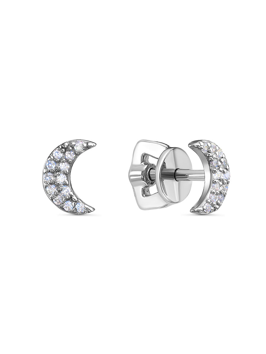 Серьги пусеты из серебра 925 с фианитом
