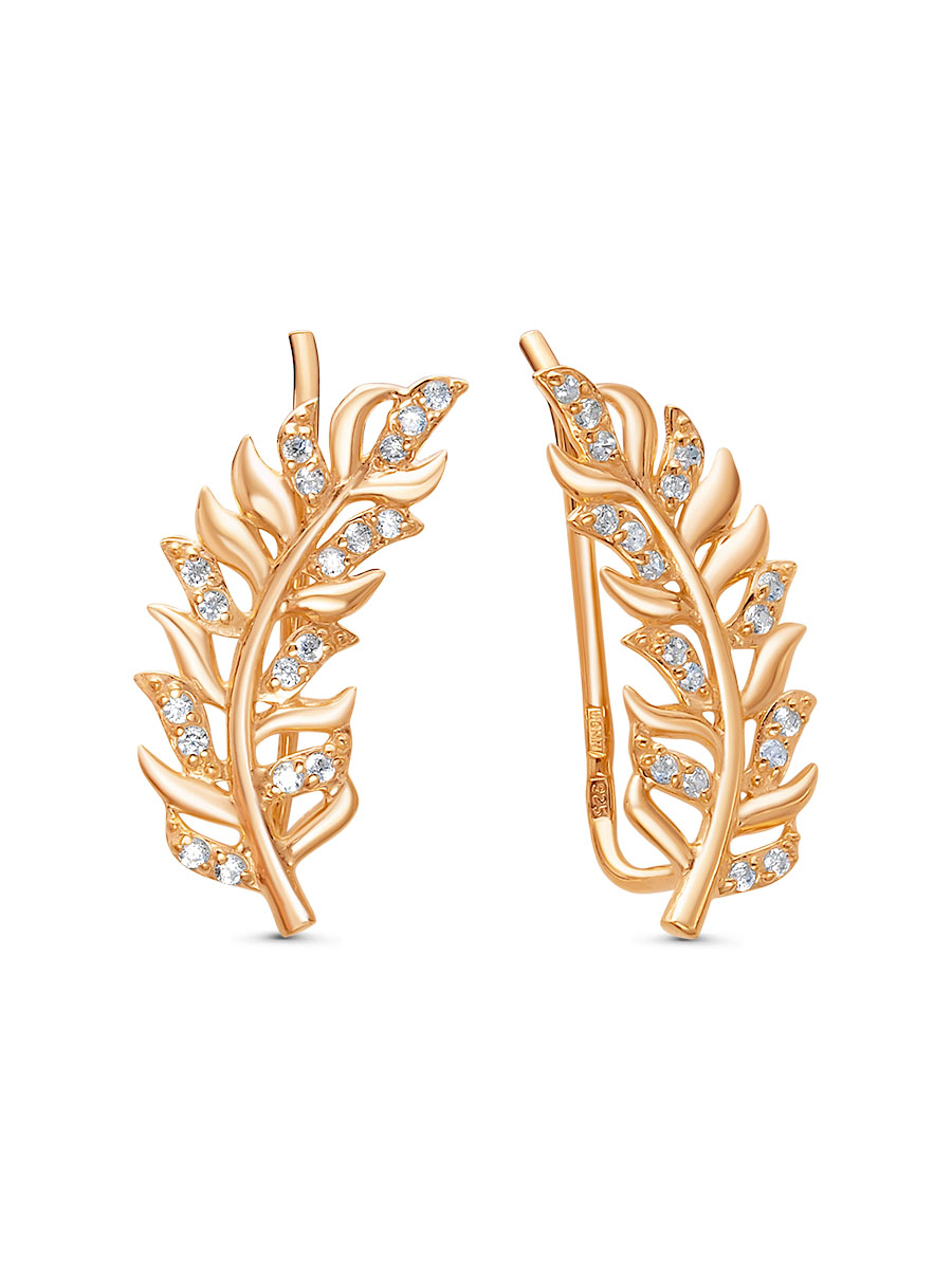 Серьги каффы из серебра 925 с фианитом