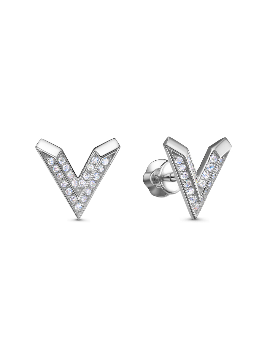 Серьги пусеты из серебра 925 с фианитом
