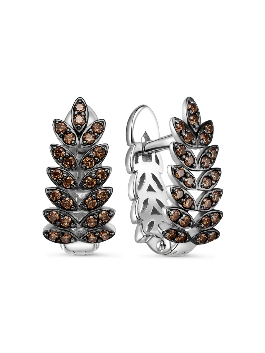 Серьги английский замок из серебра 925 с фианитом