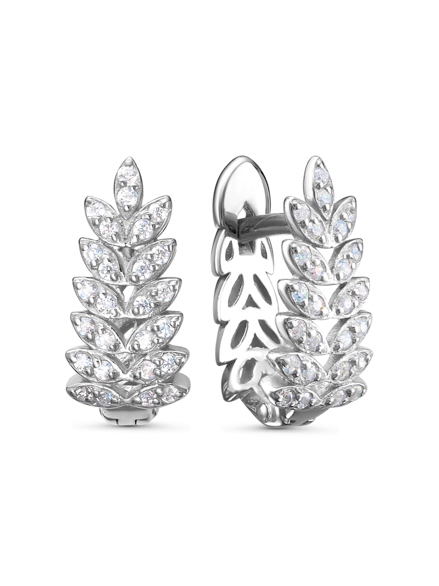 Серьги английский замок из серебра 925 с фианитом