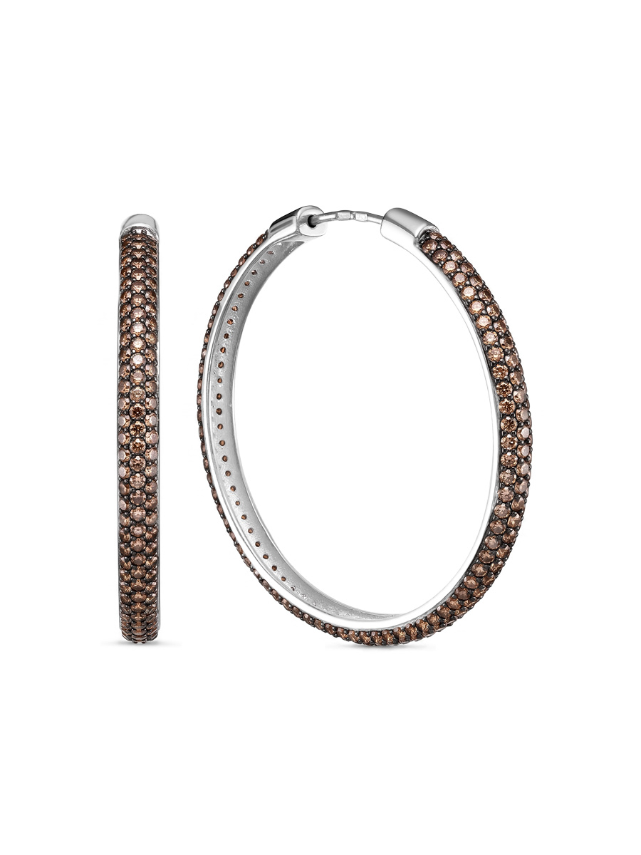 Серьги конго из серебра 925 с фианитом
