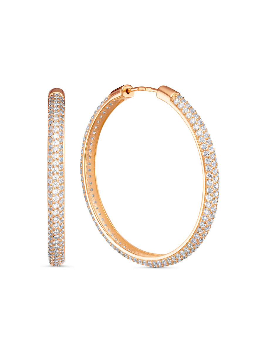 Серьги конго из серебра 925 с фианитом