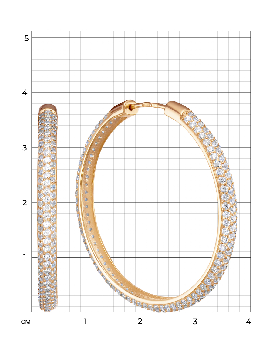 Серьги конго из серебра 925 с фианитом