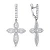 Серьги английский замок из серебра 925 с фианитом