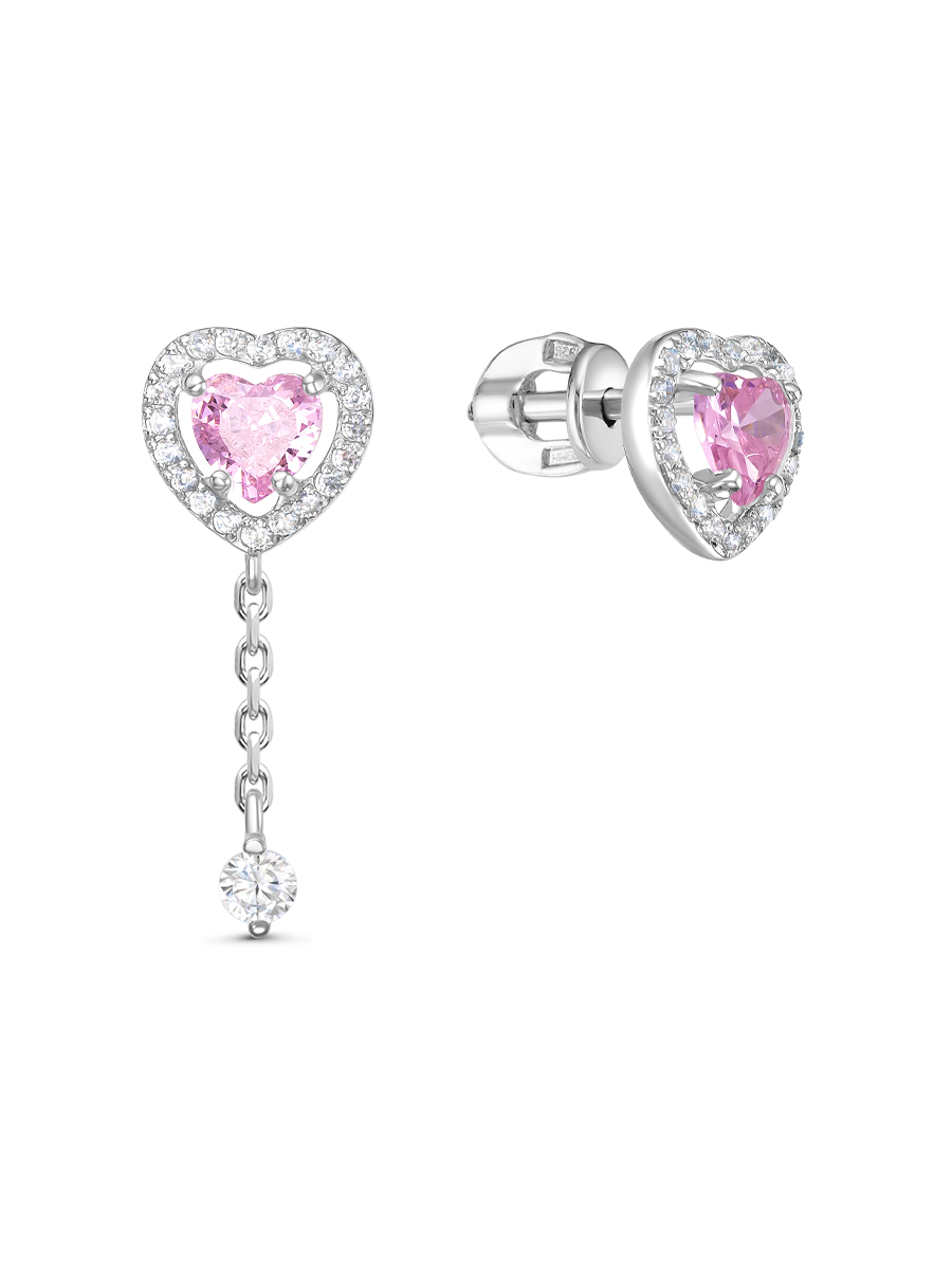 Серьги пусеты из серебра 925 с фианитом