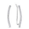 Серьги каффы из серебра 925 с фианитом