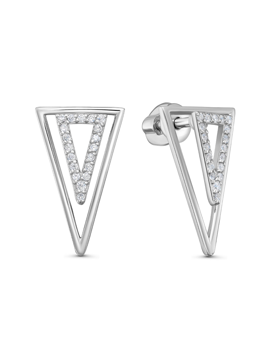Серьги джекеты из серебра 925 с фианитом