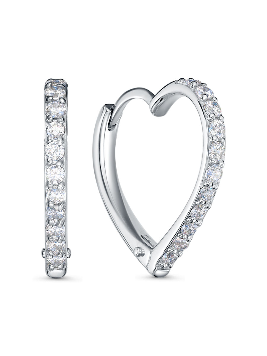 Серьги конго из серебра 925 с фианитом