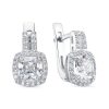 Серьги английский замок из серебра 925 с фианитом