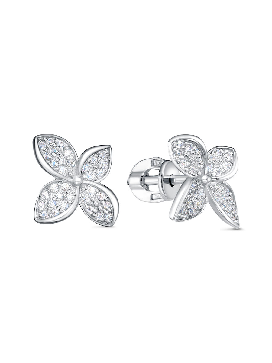 Серьги пусеты из серебра 925 с фианитом