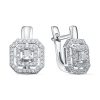Серьги английский замок из серебра 925 с фианитом